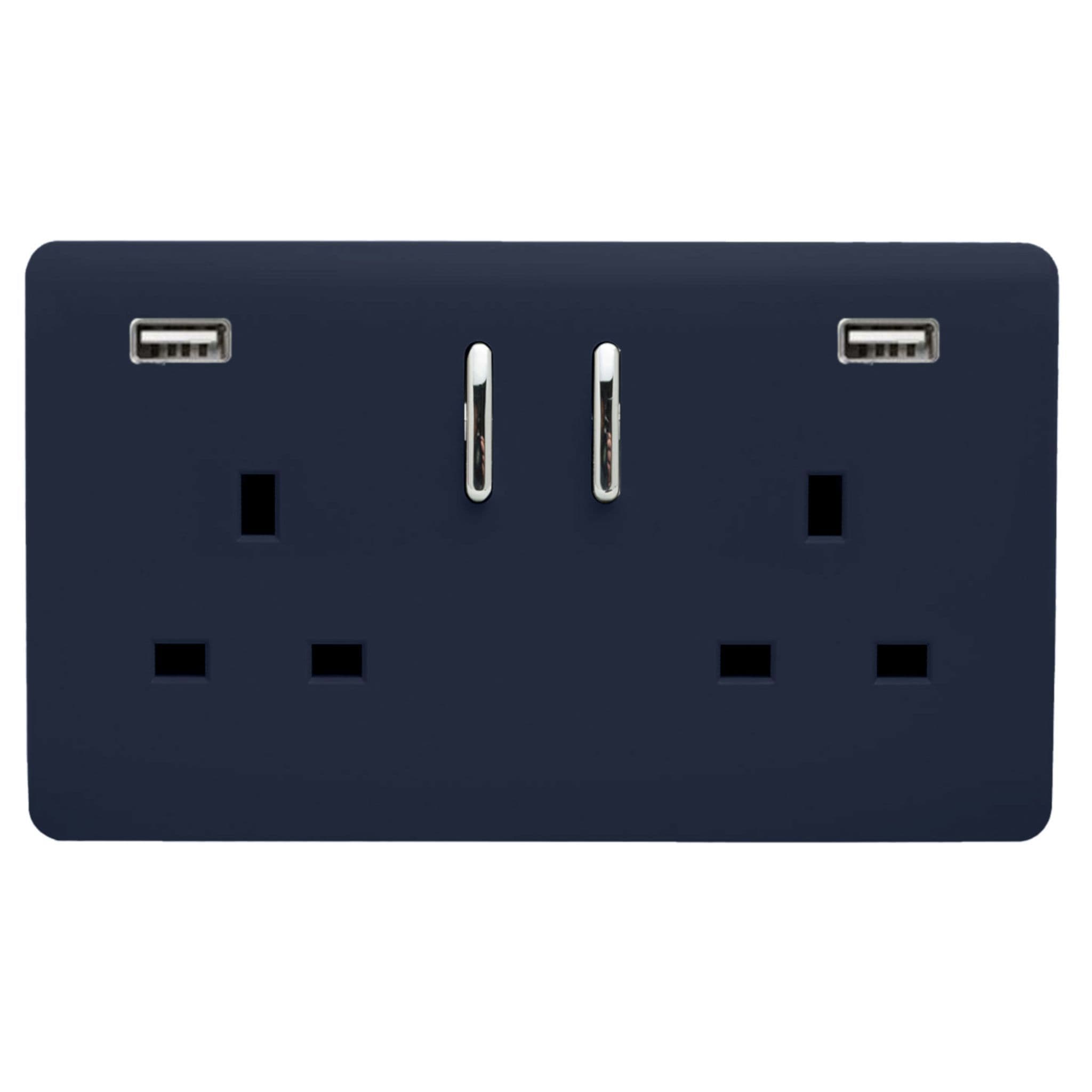 ART-SKT213USB31AANV  2 Gang 13Amp Short S/W Double Socket With 2x3.1Mah USB Navy Blue